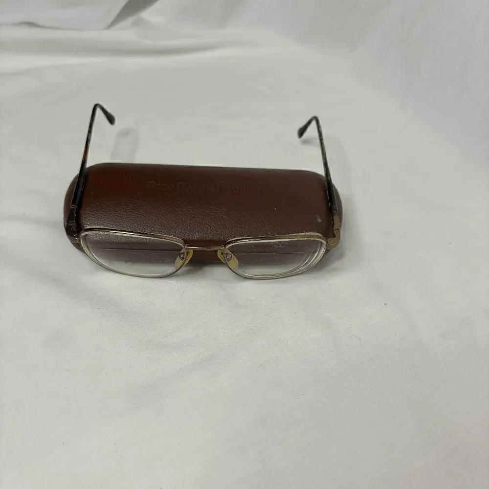 Vintage POLO CLASSIC 247 By Ralph Lauren Bronze Metal Tortoise Ears Leather Case